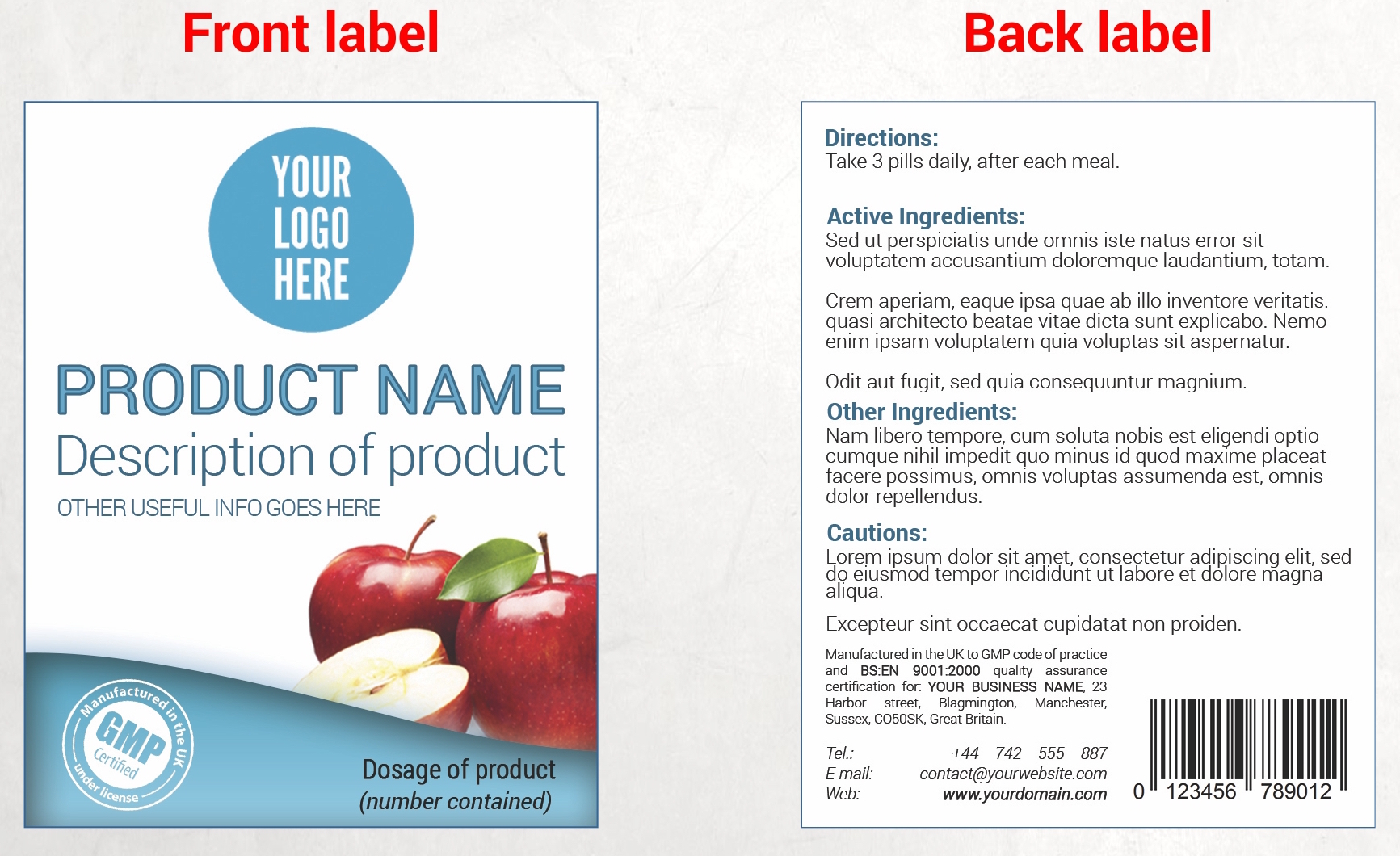private label supplements template